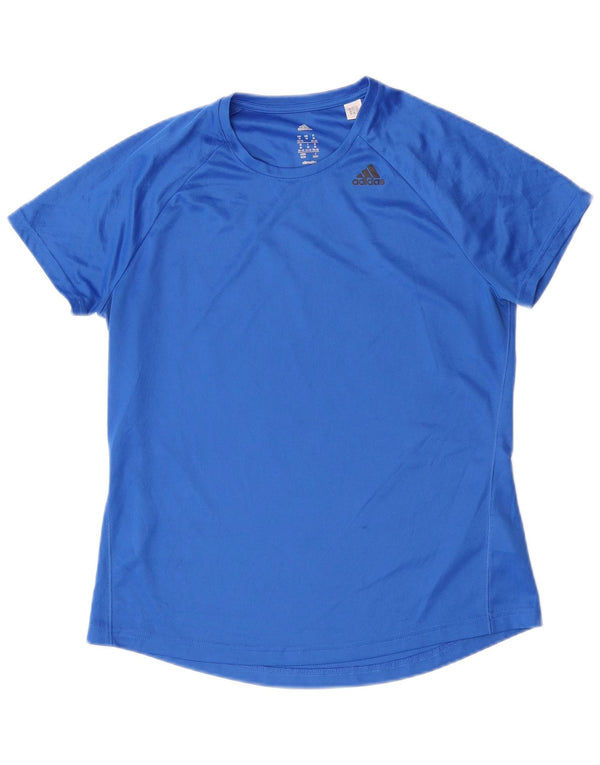 Adidas Dame Climalite T-Shirt Top UK 12/14 Medium Blue Polyester