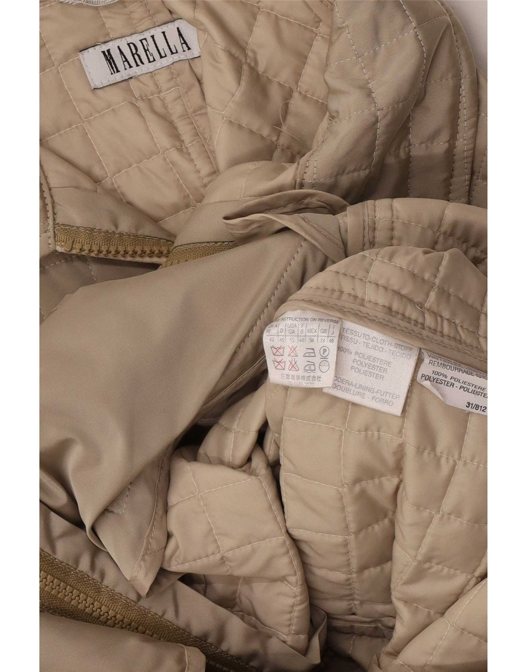 Marella Quiltet jakke til kvinder UK 14 Medium Beige Polyester