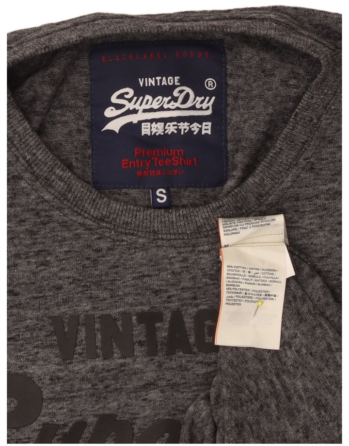 SUPERDRY Grafisk T-shirt top til mænd, lille grå flækket bomuld