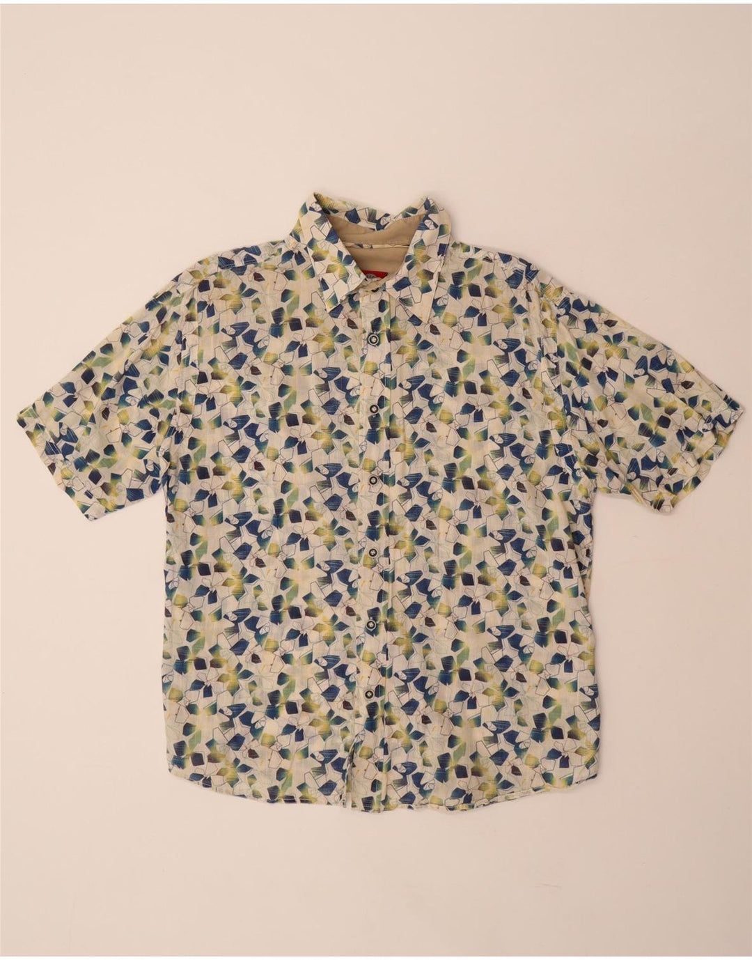 FAT FACE Kortærmet Herreskjorte Stor Off White Geometrisk Bomuld