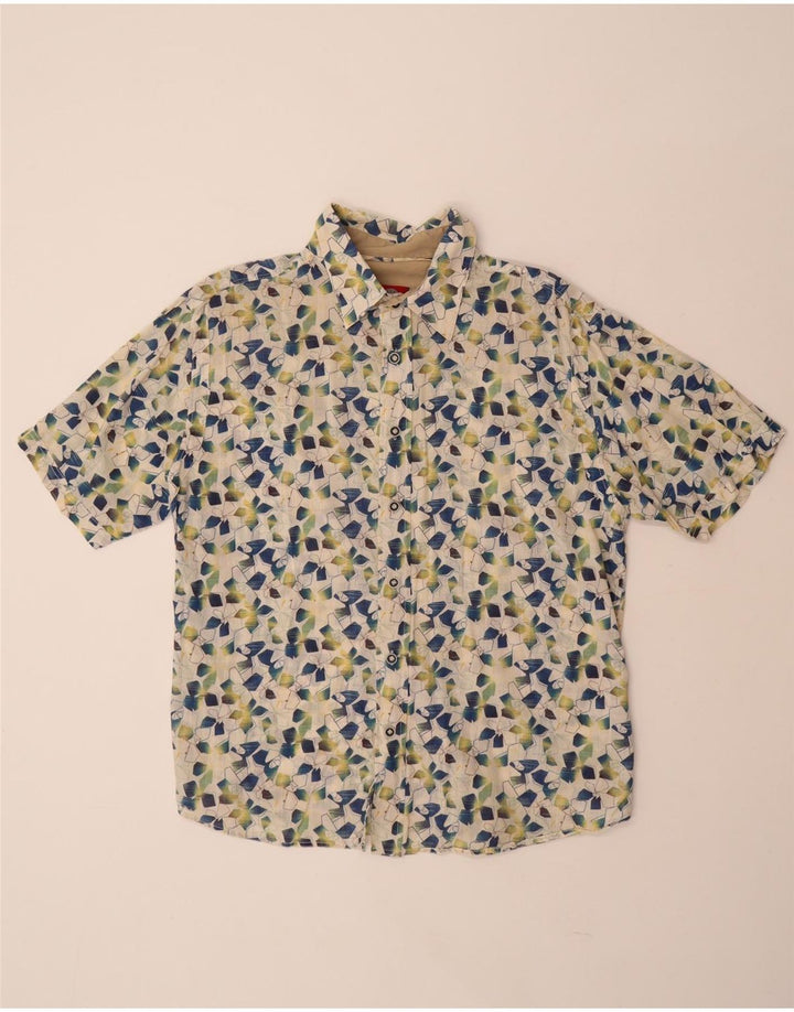 FAT FACE Kortærmet Herreskjorte Stor Off White Geometrisk Bomuld