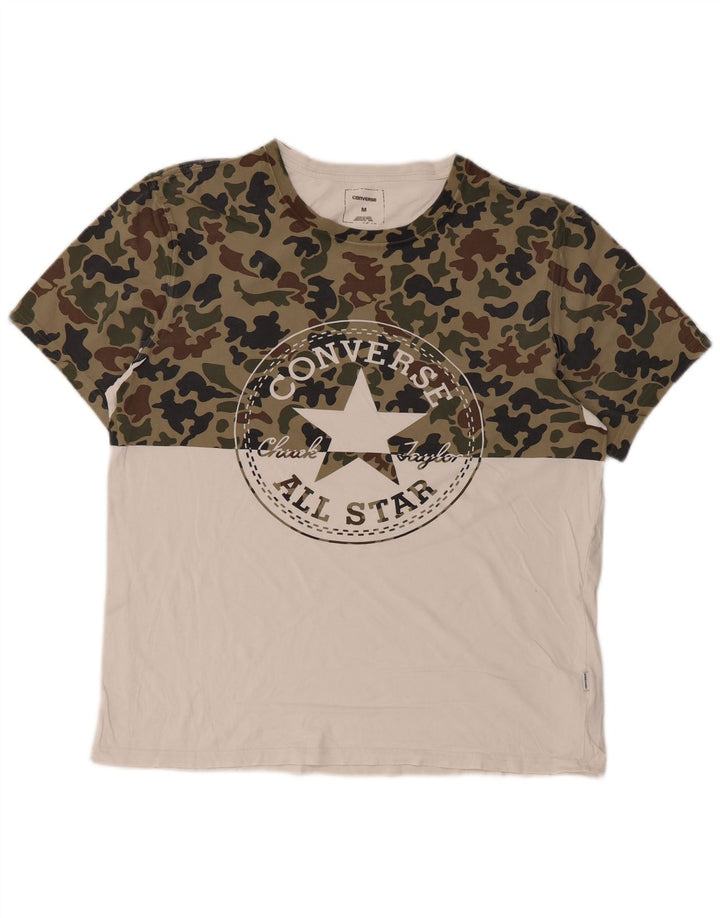 Converse Herre Chuck Taylor Grafisk T-Shirt Top Medium Hvid Bomuld