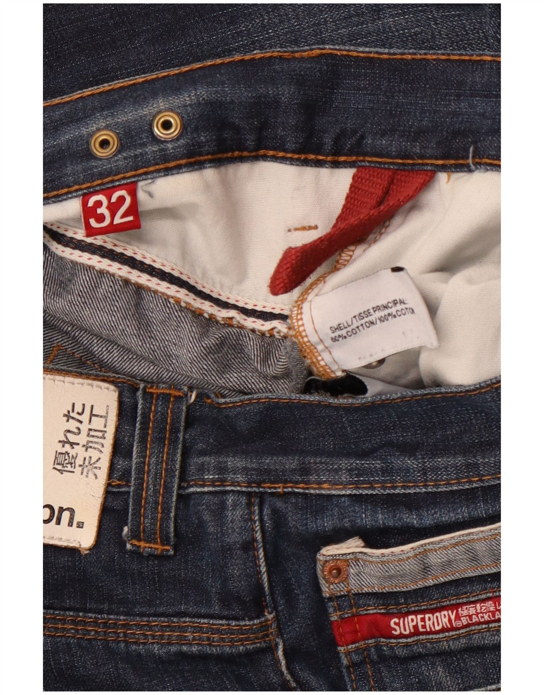 SUPERDRY Straight jeans til mænd W32 L33 blå bomuld