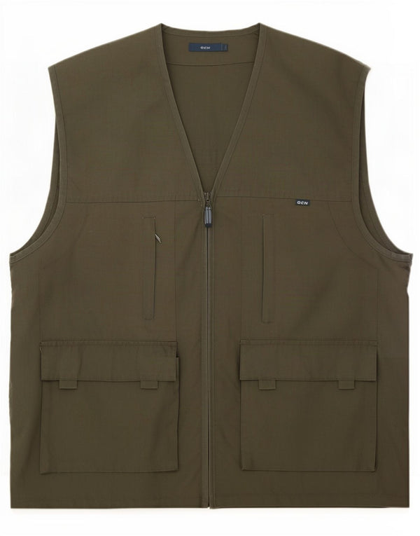 Vintage Herre Utility Gilet UK 40 Large Khaki