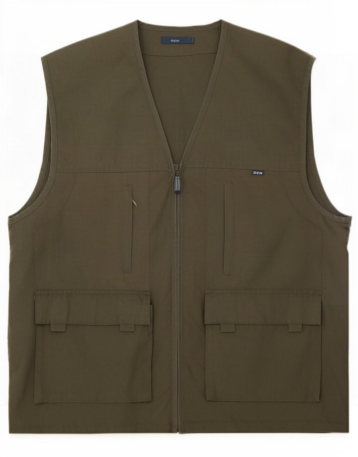 Vintage Herre Utility Gilet UK 40 Large Khaki