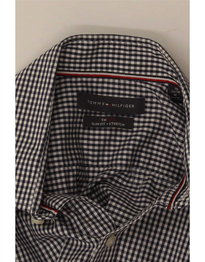 Tommy Hilfiger Herre Slim Fit skjorte størrelse 15 Medium Navy Blue Gingham