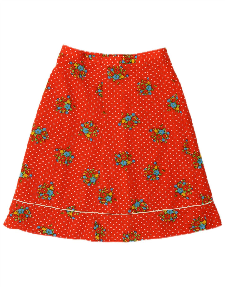Vintage A-Line nederdel til kvinder W28 Medium Red Floral