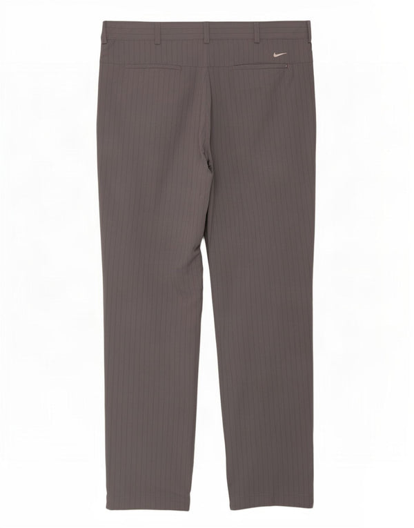 Nike Mens Dri Fit Straight Chino Trousers W36 L34 Grey Pinstripe Polyester