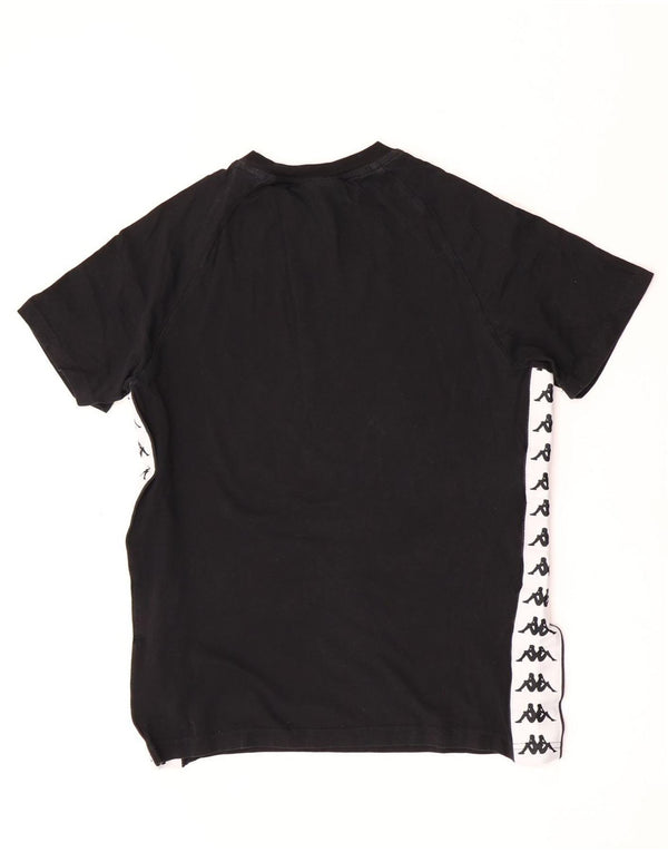 Kappa Dame Grafisk T-Shirt Top UK 10 Small Black Colourblock Bomuld