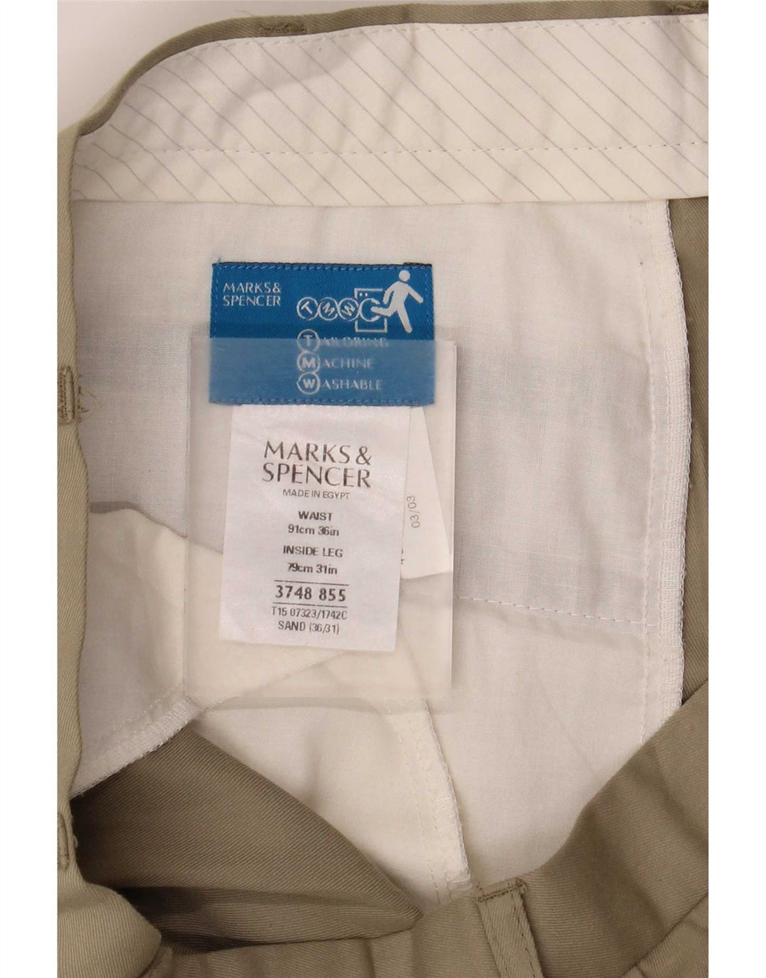 Marks & Spencer Herre Pegged Suit Bukser W36 L31 Beige Polyester