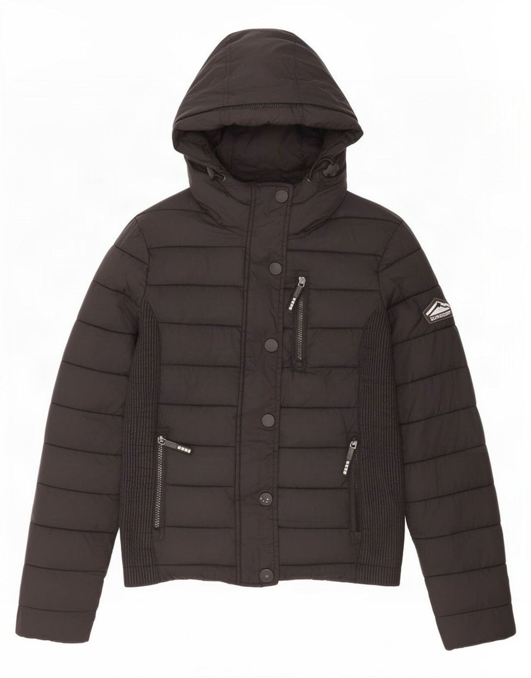 Superdry polstret hættejakke til kvinder UK 10 Lille sort nylon