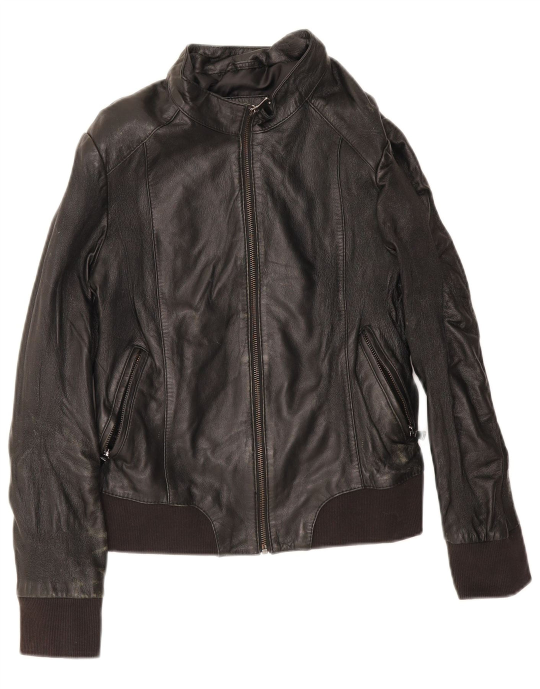 Conbipel Womens Bomber Læderjakke IT 44 Medium Sort Læder