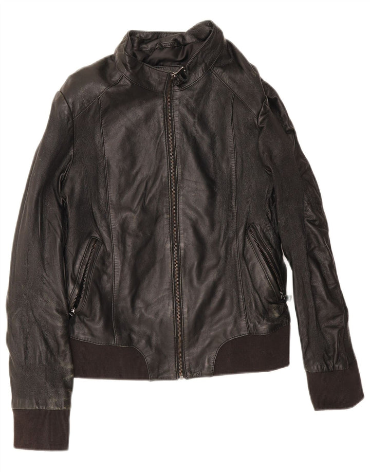 Conbipel Womens Bomber Læderjakke IT 44 Medium Sort Læder