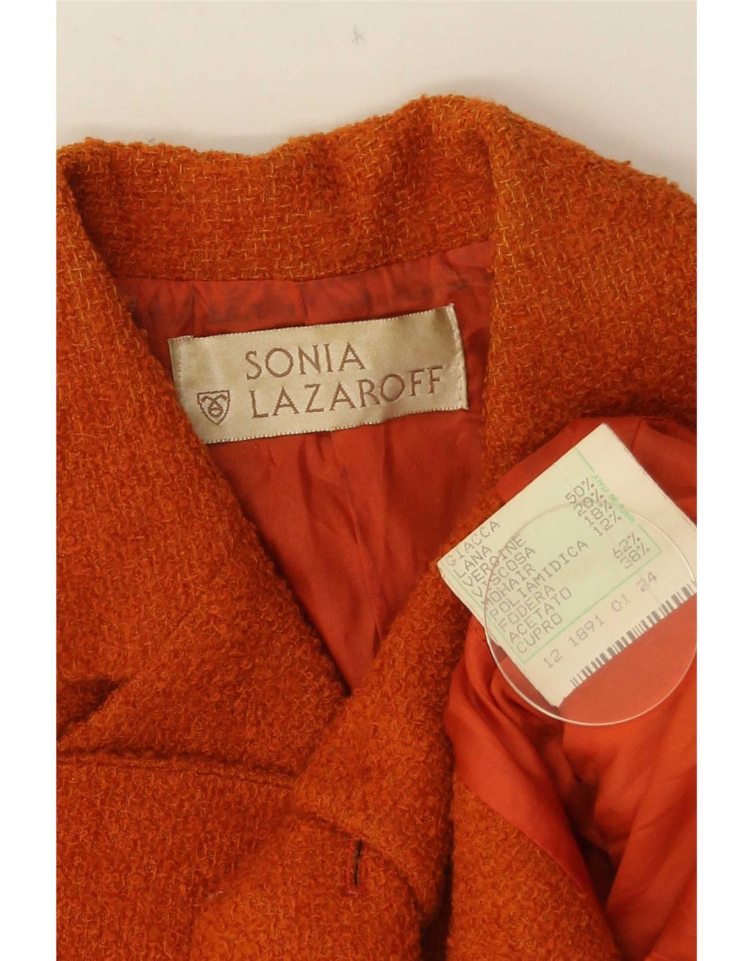 Vintage dame 4-knaps blazerjakke IT 42 Medium Orange Uld