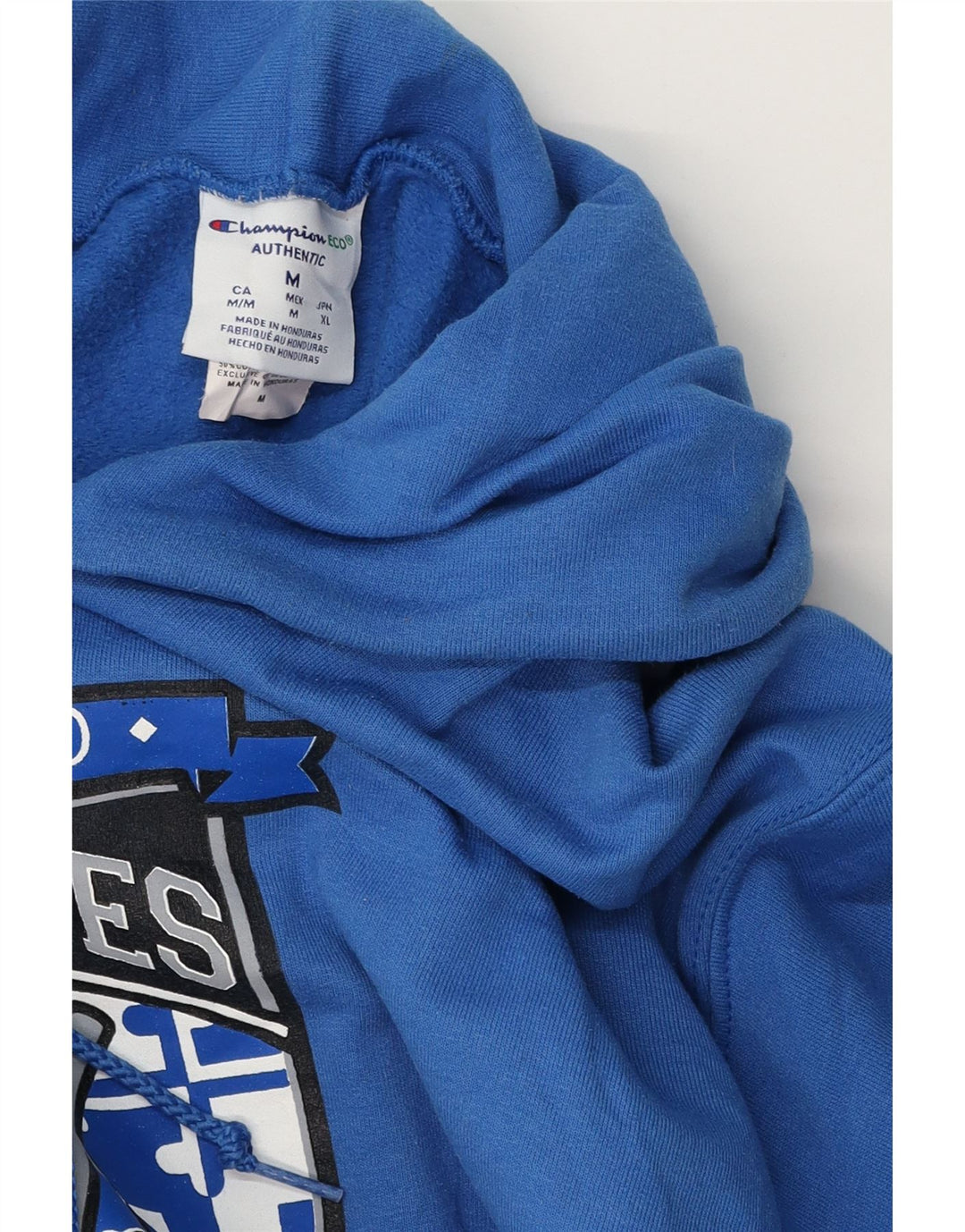 Champion Herre Huskies Grafisk Hoodie Jumper Medium Blå Bomuld