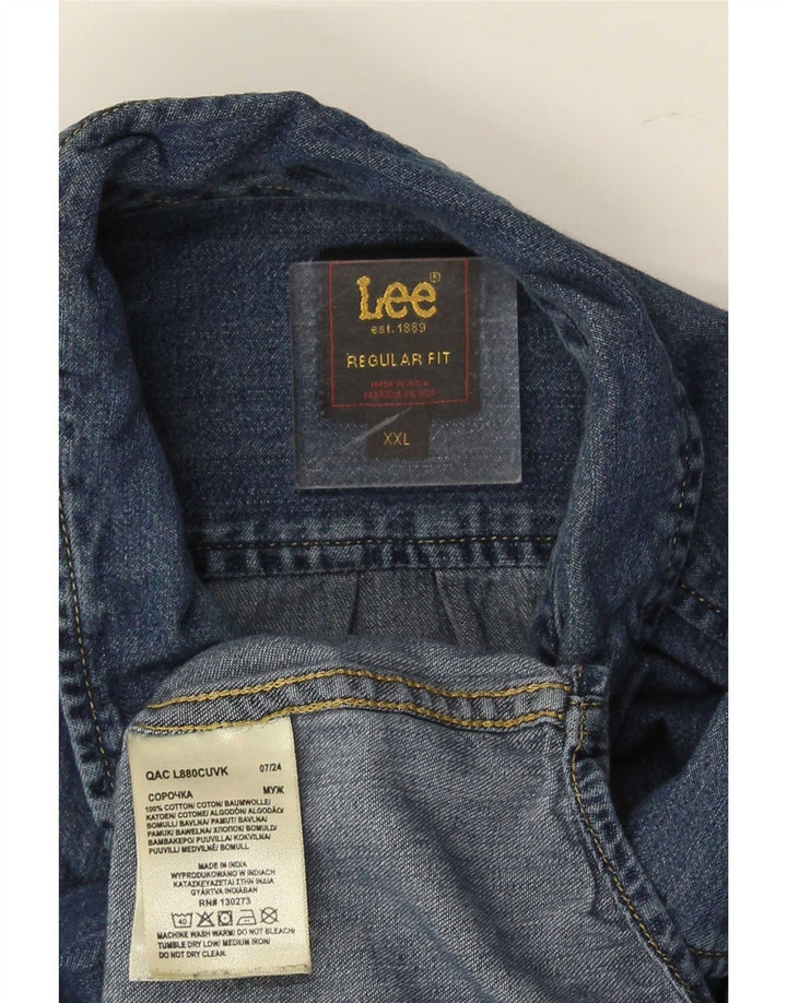 Lee Herre Regular Fit denimskjorte 2XL blå bomuld
