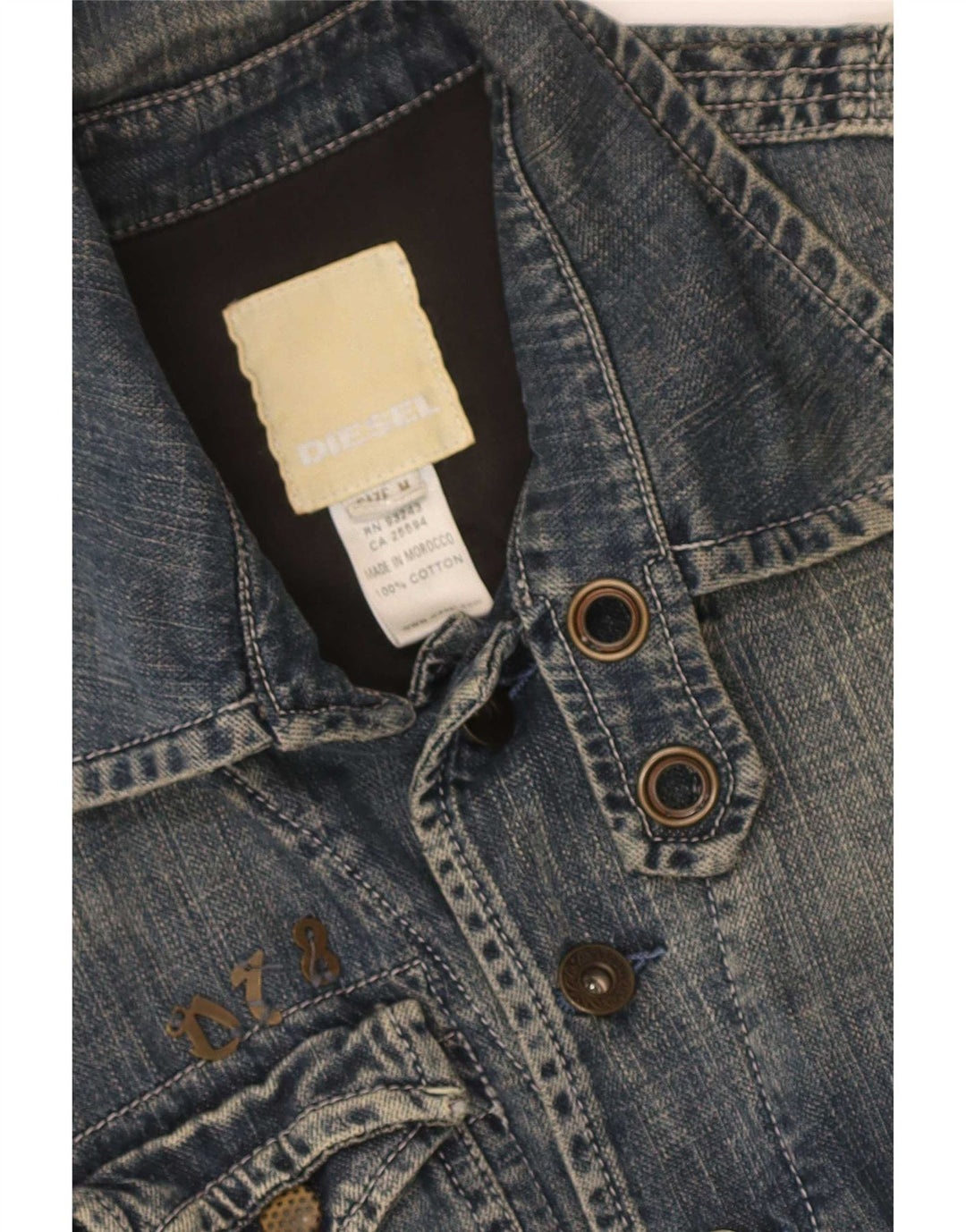 Diesel Dame denimjakke UK 12 Medium Blue Bomuld