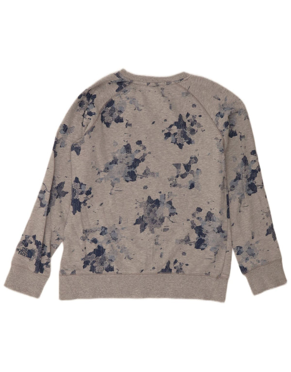 The North Face Dame Sweatshirt Jumper UK 14 Medium Grey Camouflage Cotton