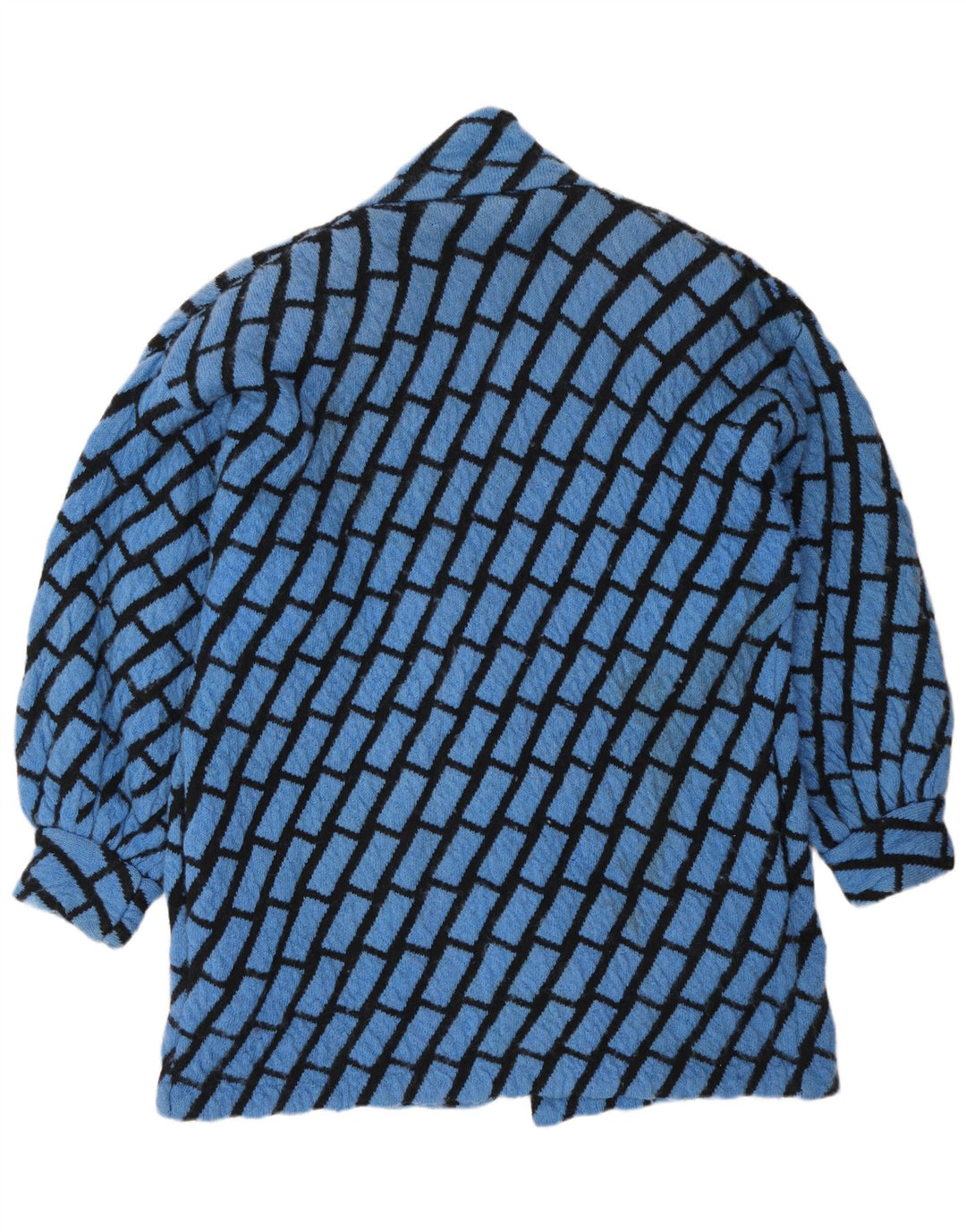 Vintage Dame Longline Oversized Cardigan Sweater UK 14 Medium Blue Check