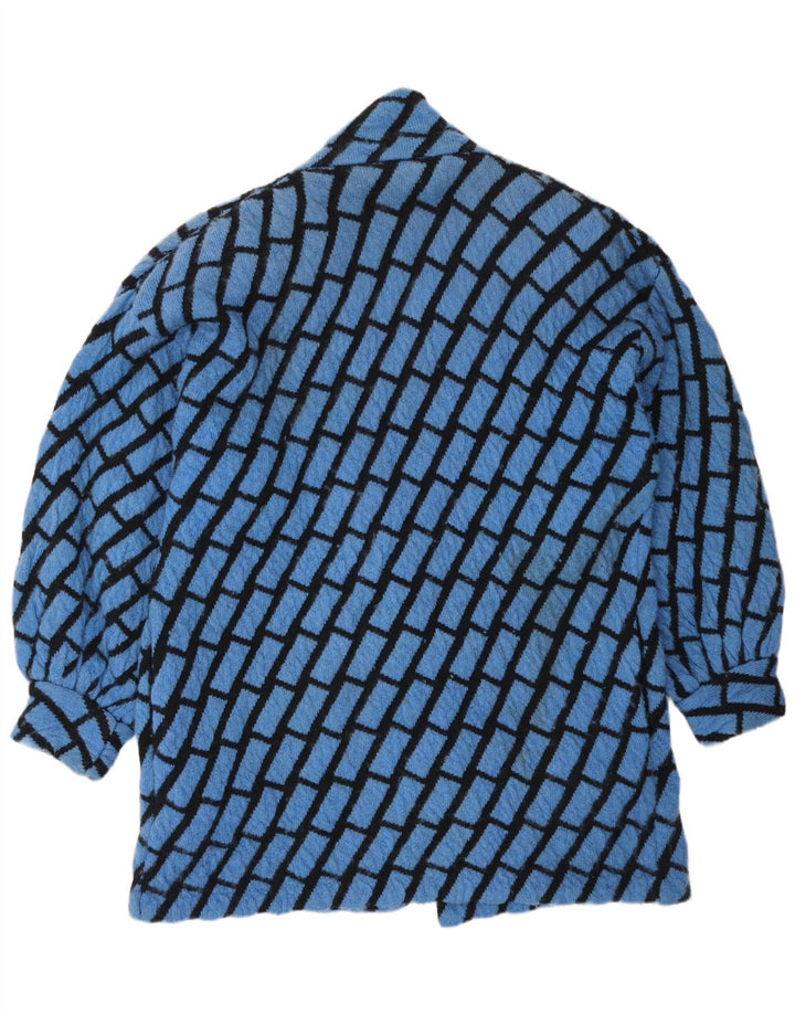 Vintage Dame Longline Oversized Cardigan Sweater UK 14 Medium Blue Check