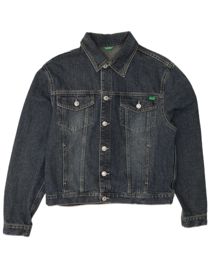 BENETTON Dame denimjakke UK 18 XL Blå Bomuld