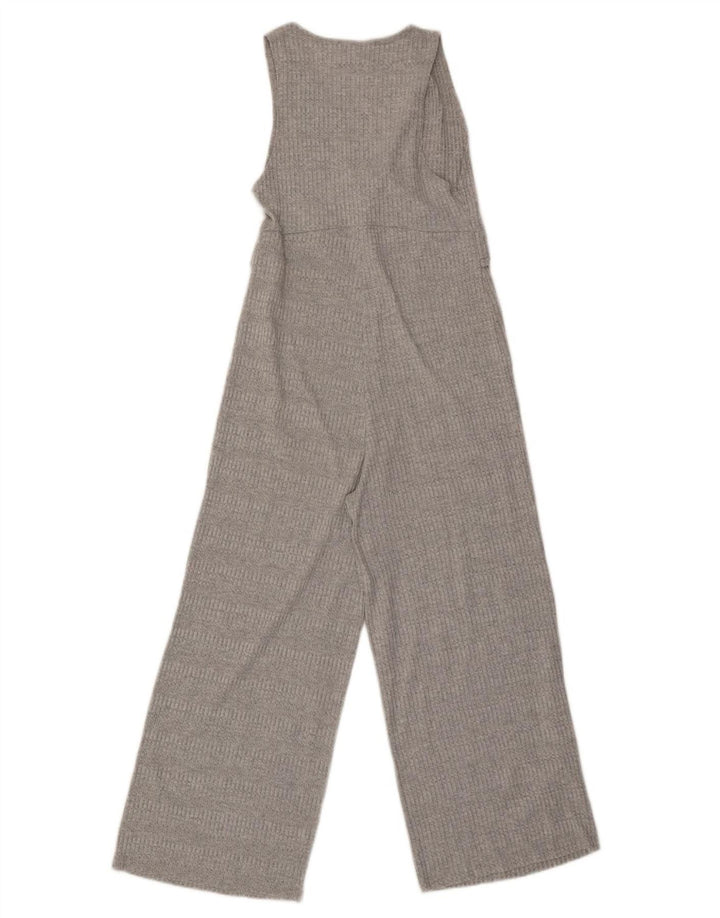 Zara Dame Ærmeløs Strik Jumpsuit UK 8 Lille grå stribet polyester