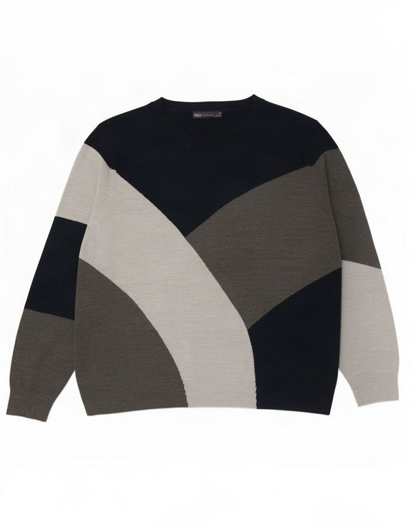 Marks & Spencer Dame Boat Neck Jumper Sweater UK 20 2XL Grå Colourblock