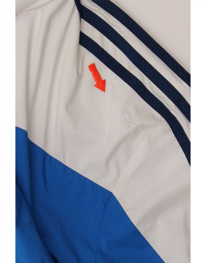 Adidas Regnjakke med hætte til mænd UK 40 Large Navy Blue Colourblock Polyester