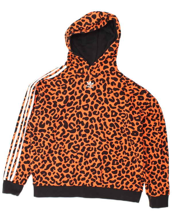 ADIDAS Womens Rich Mnisi Hoodie Jumper UK 10 Small Orange Animal Print
