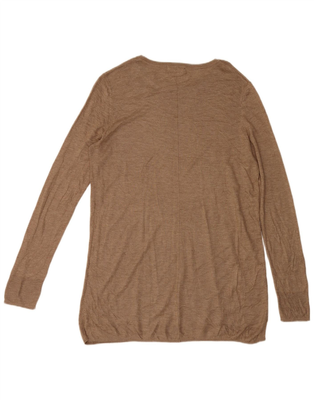 Zara Womens Longline Top Langærmet UK 14 Medium Brown Viscose