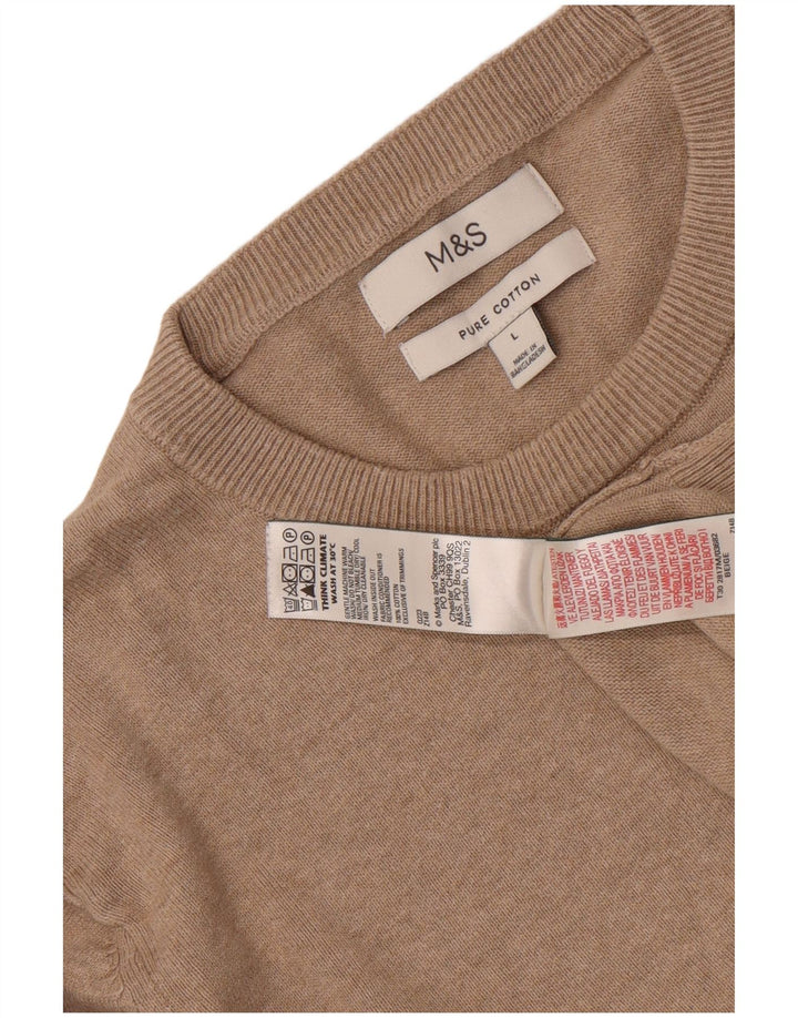 Marks & Spencer Herre sweater med rund hals, stor beige bomuld