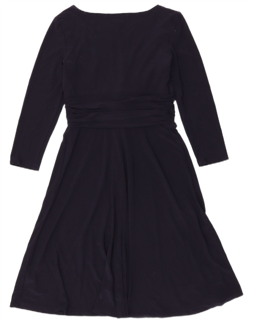 Chaps Dame 3/4 ærmer A-Line Kjole UK 12 Medium Navy Blue Polyester