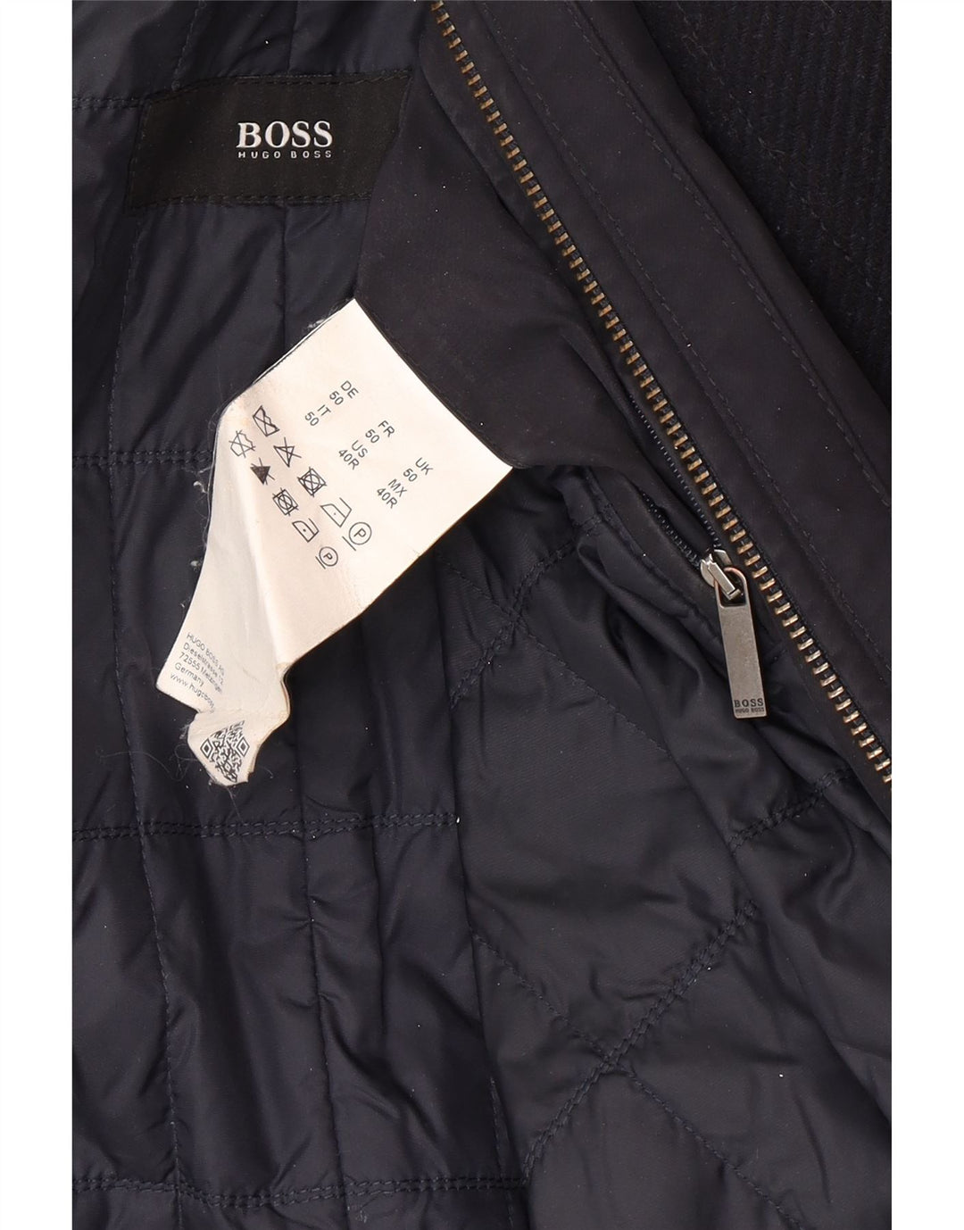 Hugo Boss Herre Overfrakke EU 50 Large Navy Blue Wool