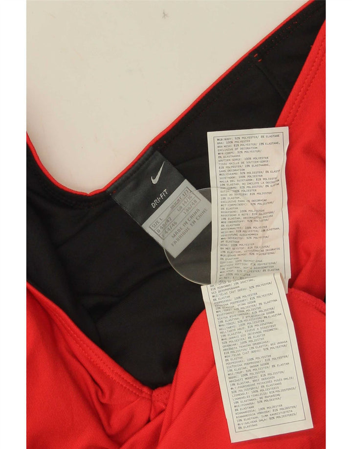 Nike Dame Dri Fit Vest Top UK 14/16 Large Red Colourblock Polyester