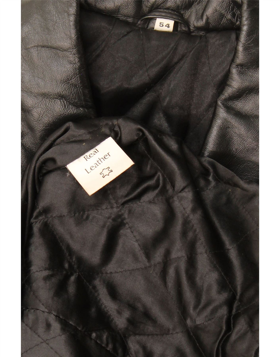 Vintage Herre Læderjakke EU 54 2XL Sort Læder