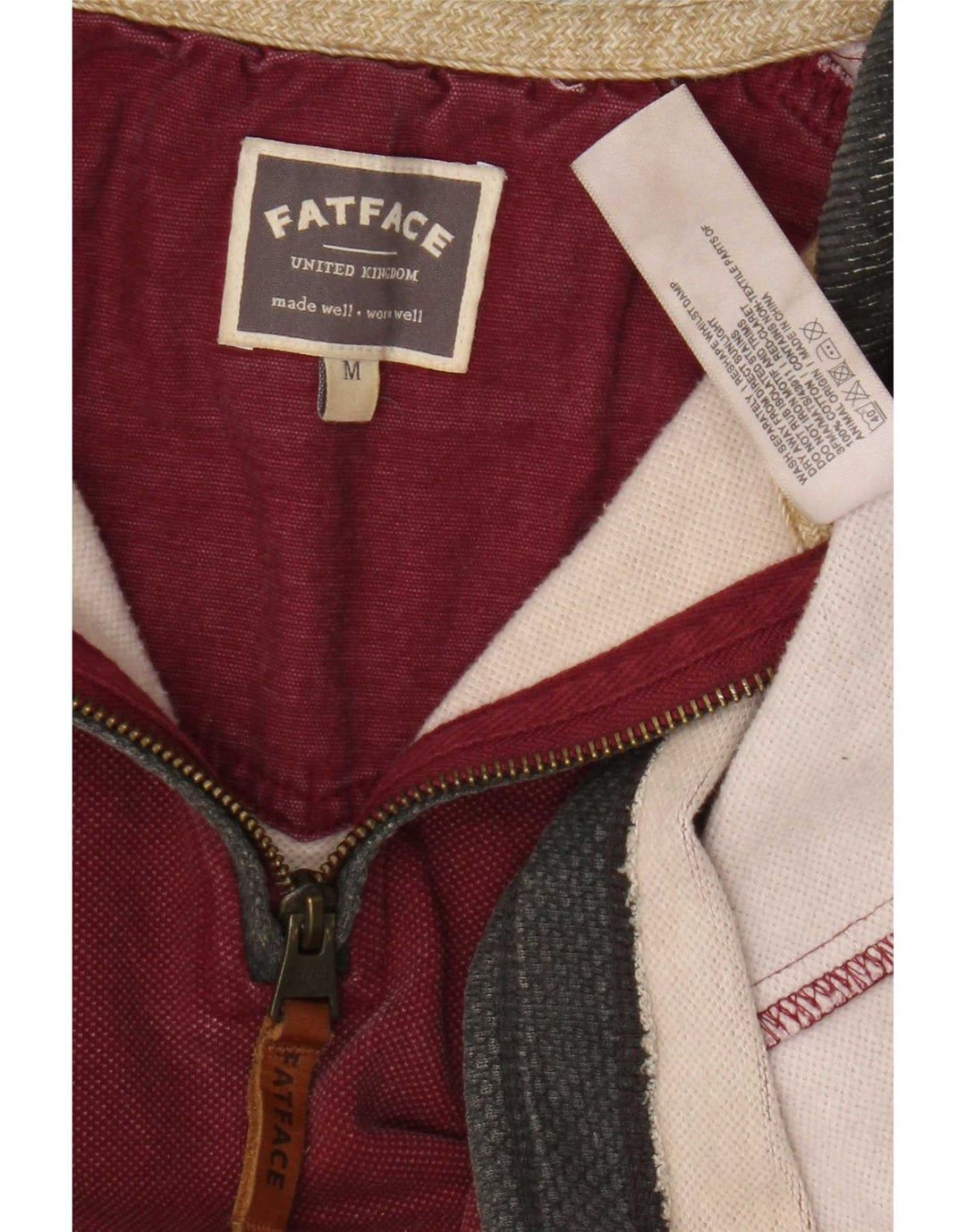 Fedt ansigt herre lynlås-hals sweater jumper medium Bourgogne bomuld