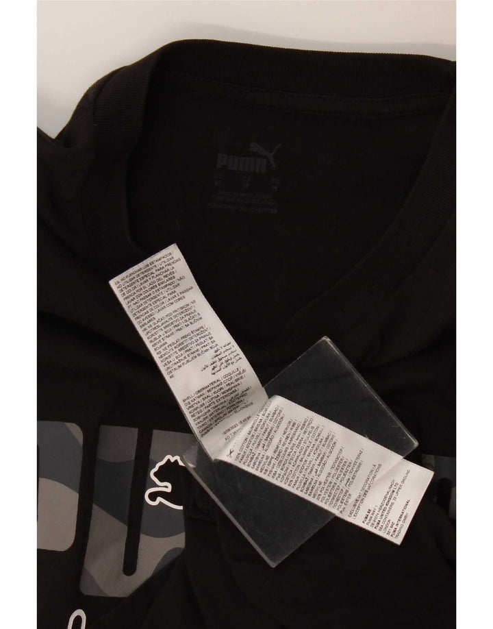 Puma Herre Grafisk T-Shirt Top Medium Sort Bomuld