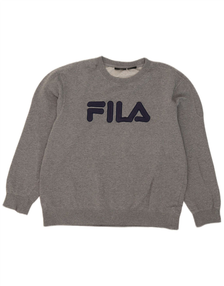Fila Herre Grafisk Sweatshirt Jumper Stor Grå Bomuld