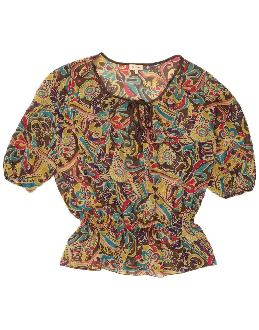 Marks & Spencer Dame See Through Bluse Top UK 22 3XL Flerfarvet