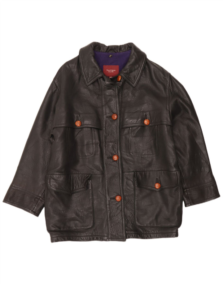 Henry Cottons Dame Oversized Læderjakke IT 42 Medium Sort Læder