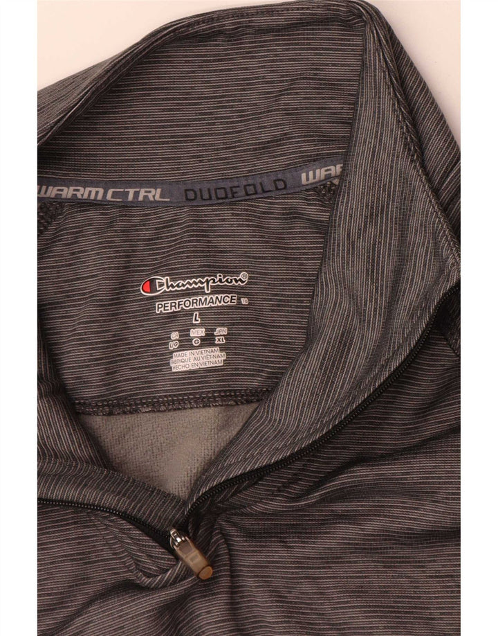 Champion Womens Performance Pullover Træningsdragt Top UK 16 Large Gråstribet