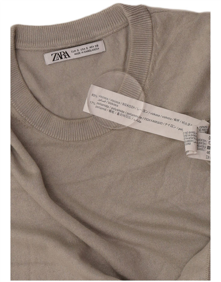 Zara Herre kortærmet rund hals sweater lille grå viskose