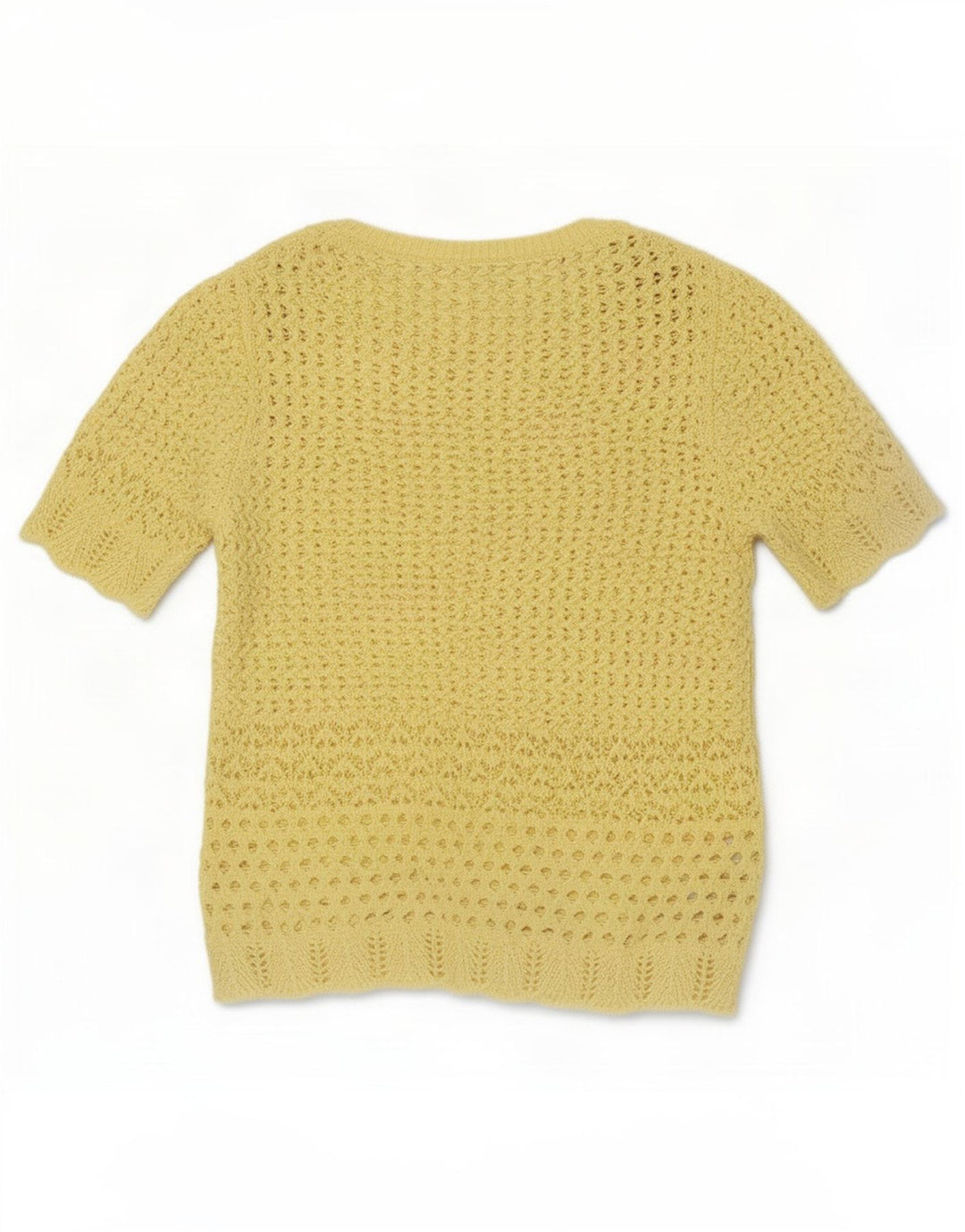 Marks & Spencer Hæklet bluse top UK 12 Medium Gul Polyester