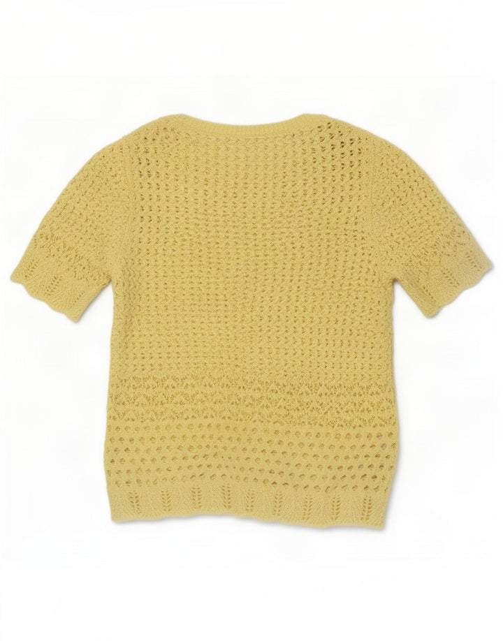 Marks & Spencer Hæklet bluse top UK 12 Medium Gul Polyester