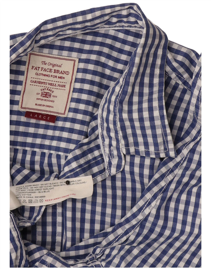 Fat Face Herreskjorte Stor Blå Gingham Bomuld