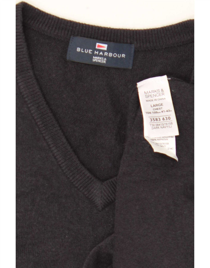 Marks & Spencer Herre Blue Harbor V-hals sweater Stor sort akryl