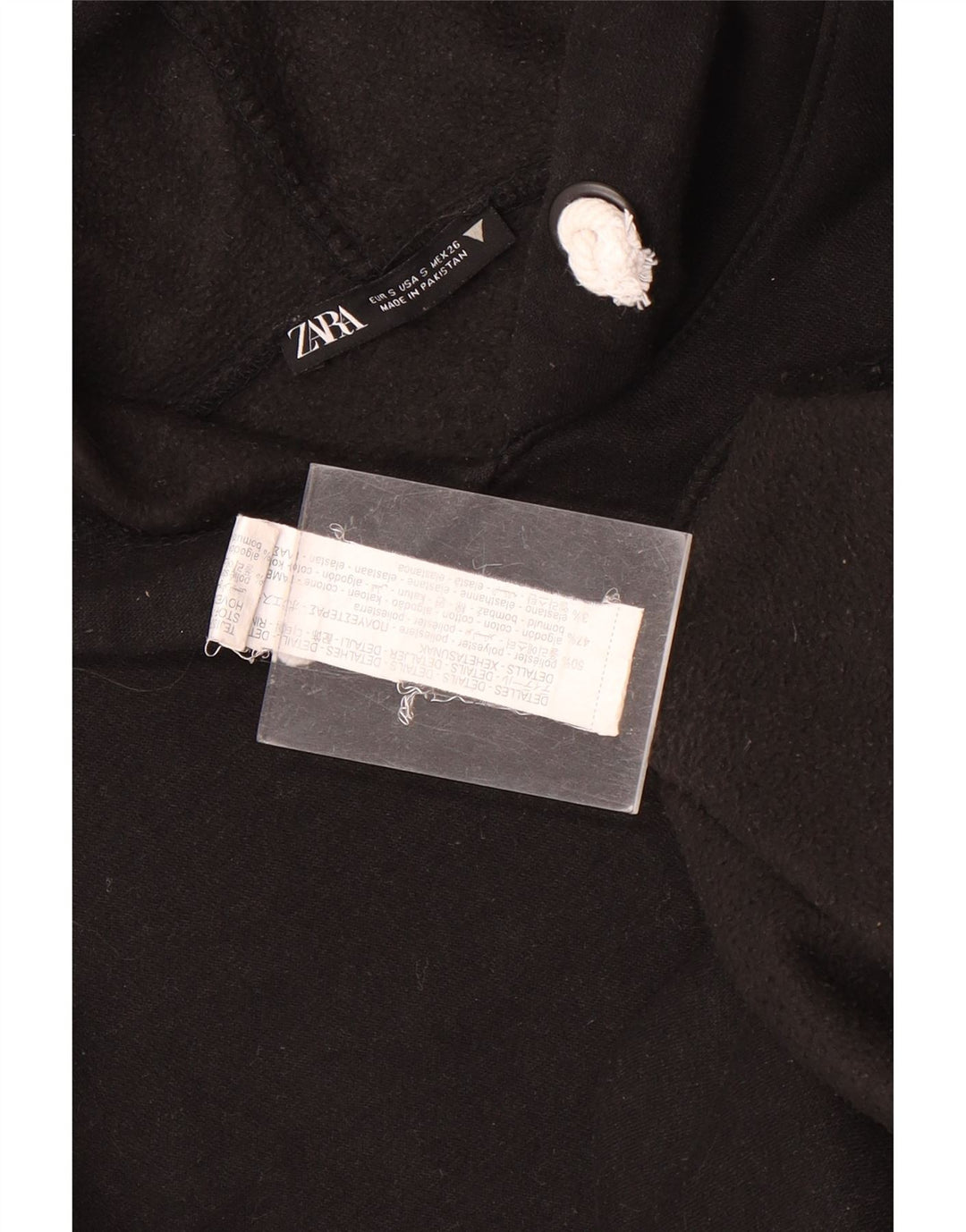 Zara Herre Loose Fit Hoodie Jumper Lille sort polyester