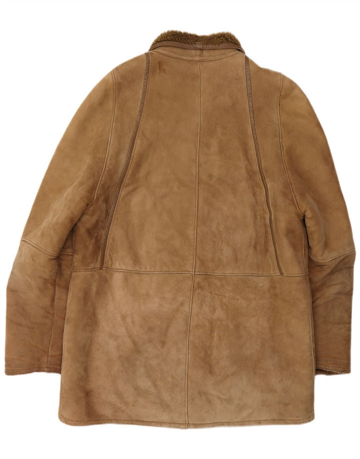 Vintage Herre Shearling Overfrakke UK 40 Large Brown