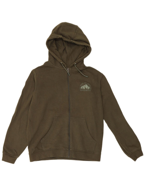 Mountain Warehouse Herre grafisk hættetrøje med lynlås, lille Khaki Bomuld