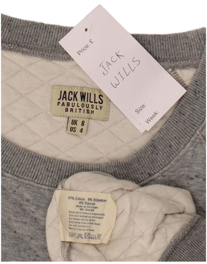 Jack Wills Dame Oversized Sweatshirt Jumper UK 8 Lille Grå Bomuld